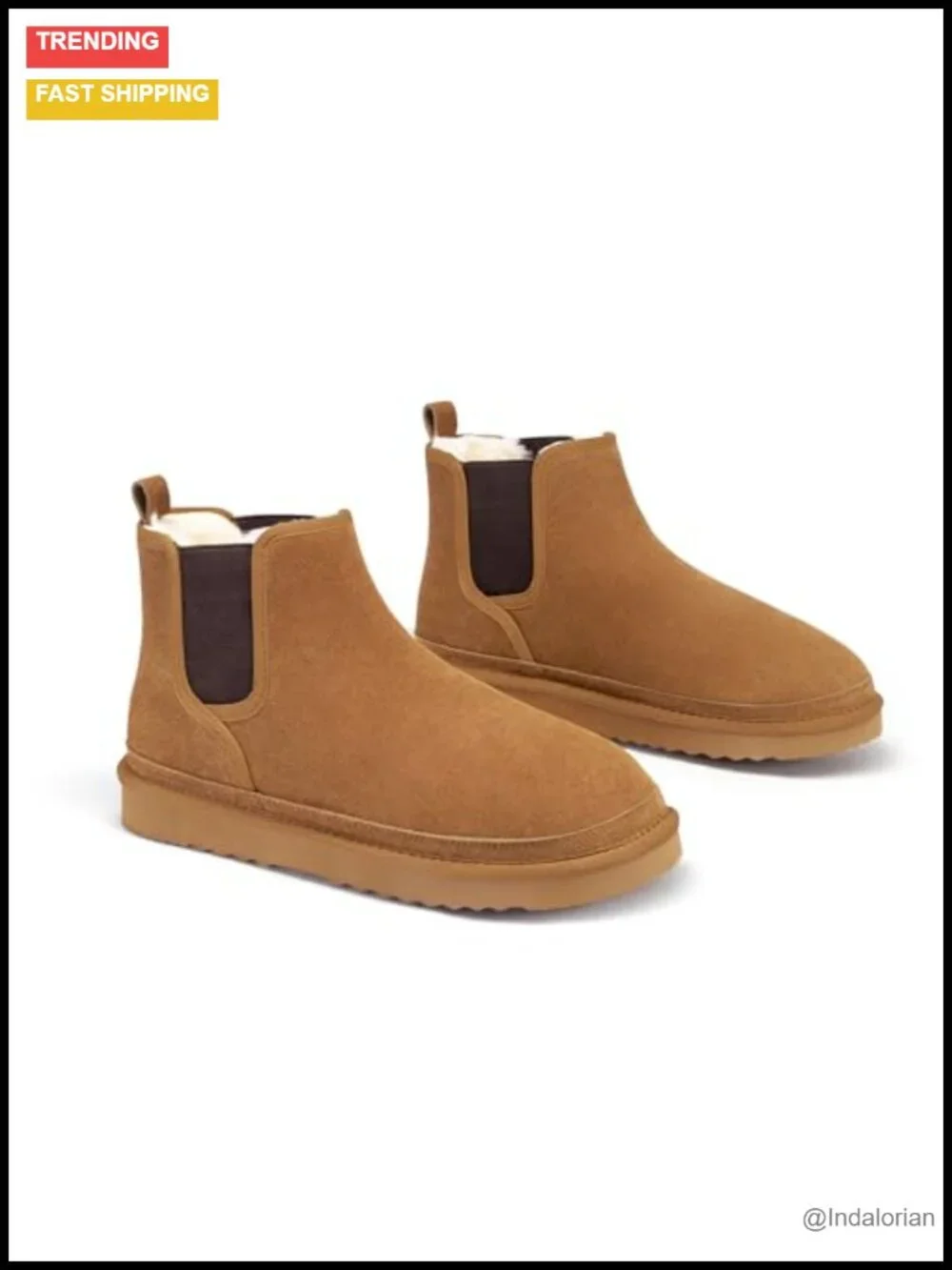 Men's Suede Chelsea Boots Winter Snow Boots Anti-Slip EVA Outsole